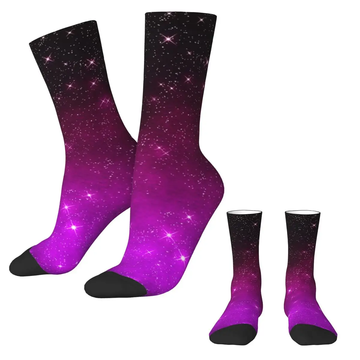 Colorful Galaxy Sky Socks Pink Starry Night Print Kawaii Stockings Autumn Anti Sweat Female Socks Soft Pattern Skateboard Socks