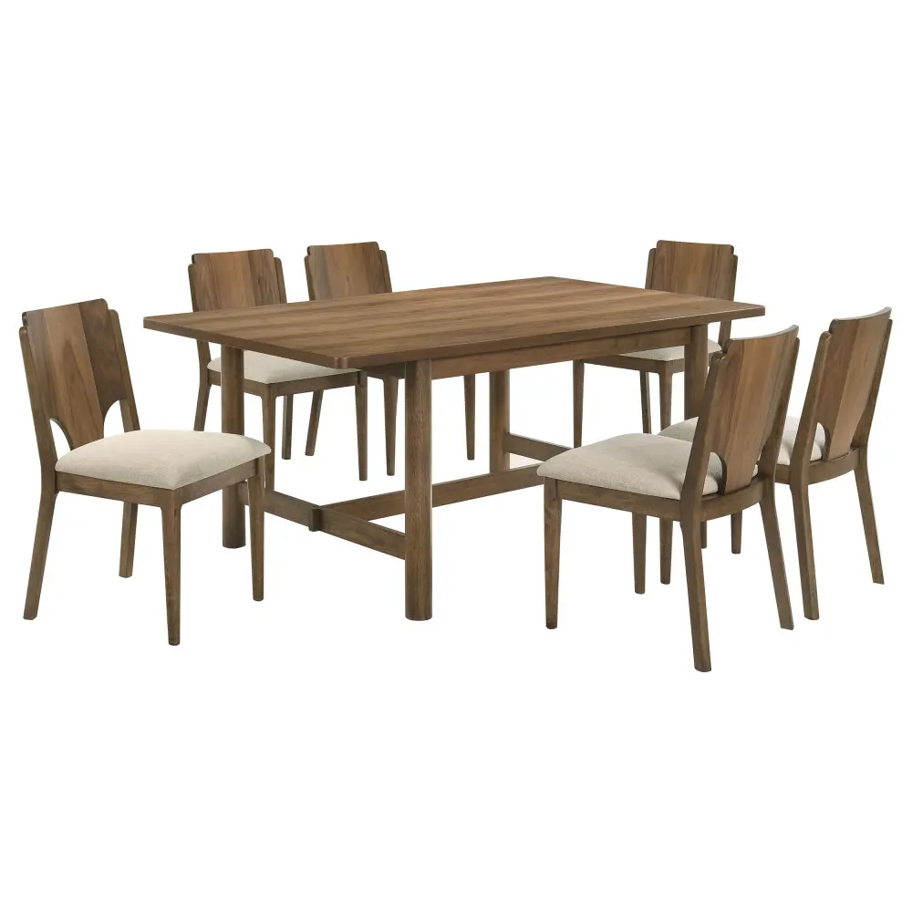

Walnut 7-piece rectangular dining table set 1 table 6 chairs, dining room set