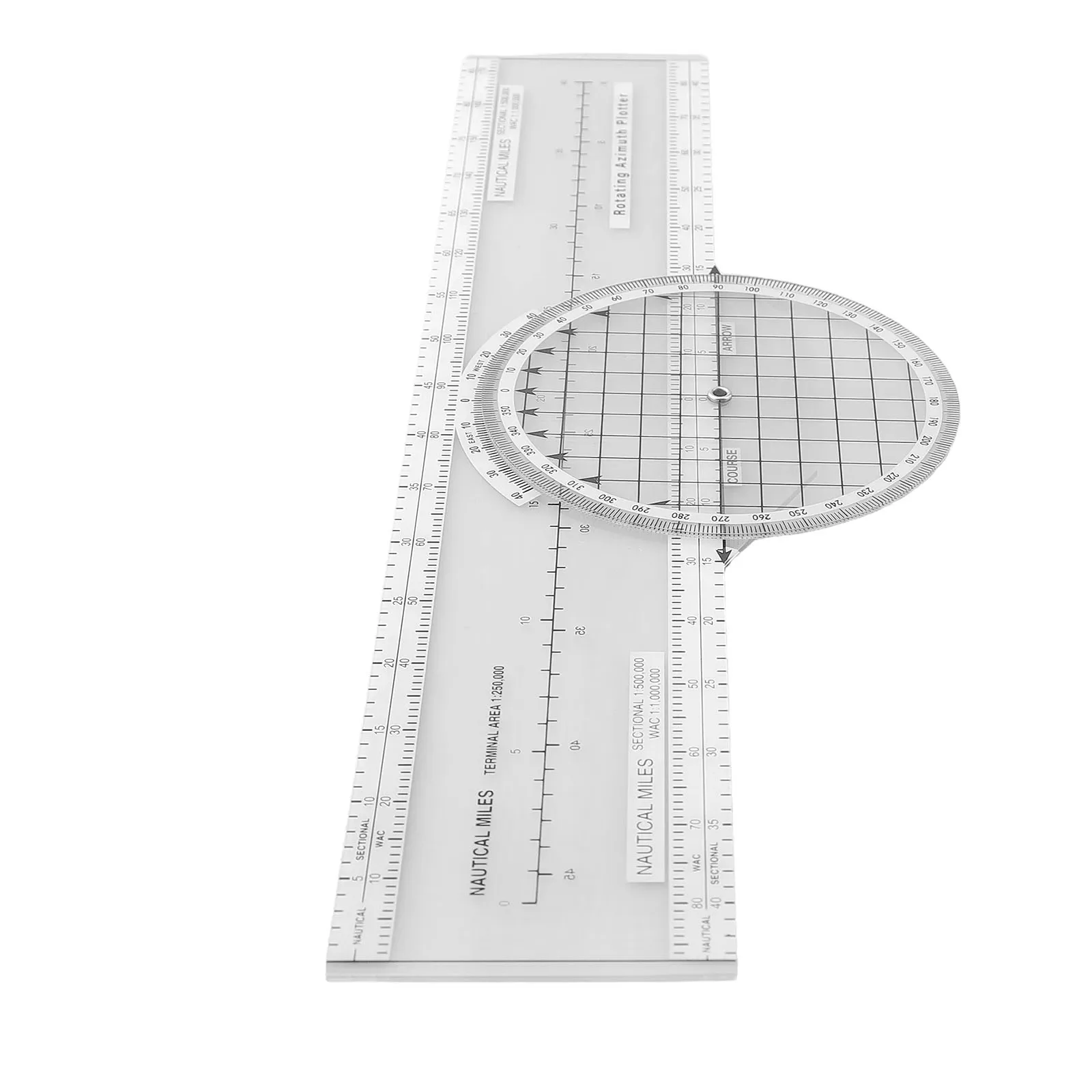 1PC Plotter Aviation Slide Ruler 33.6*11.1cm Aerial Plotter Azimuth Rotation Slide Ruler Navigation Engineering Ruler Measuring