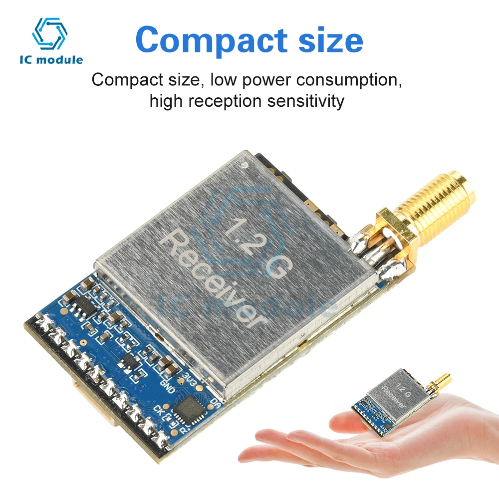 

RX1264-CPB Wireless FPV Image Transmission Module 1.2G 64 Channel Compact High Sensitivity Receiver Module for FPV Drones