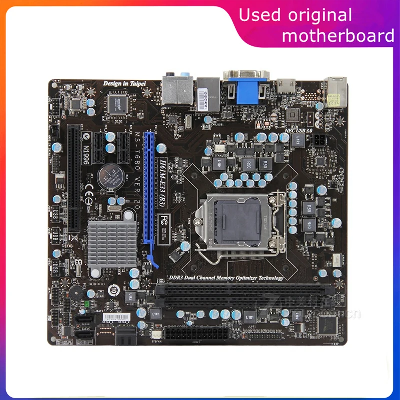 

For Intel H61 H61M-E33 (B3) Used LGA 1155 Computer USB2.0 SATA2 Motherboard DDR3 16G Desktop Mainboard