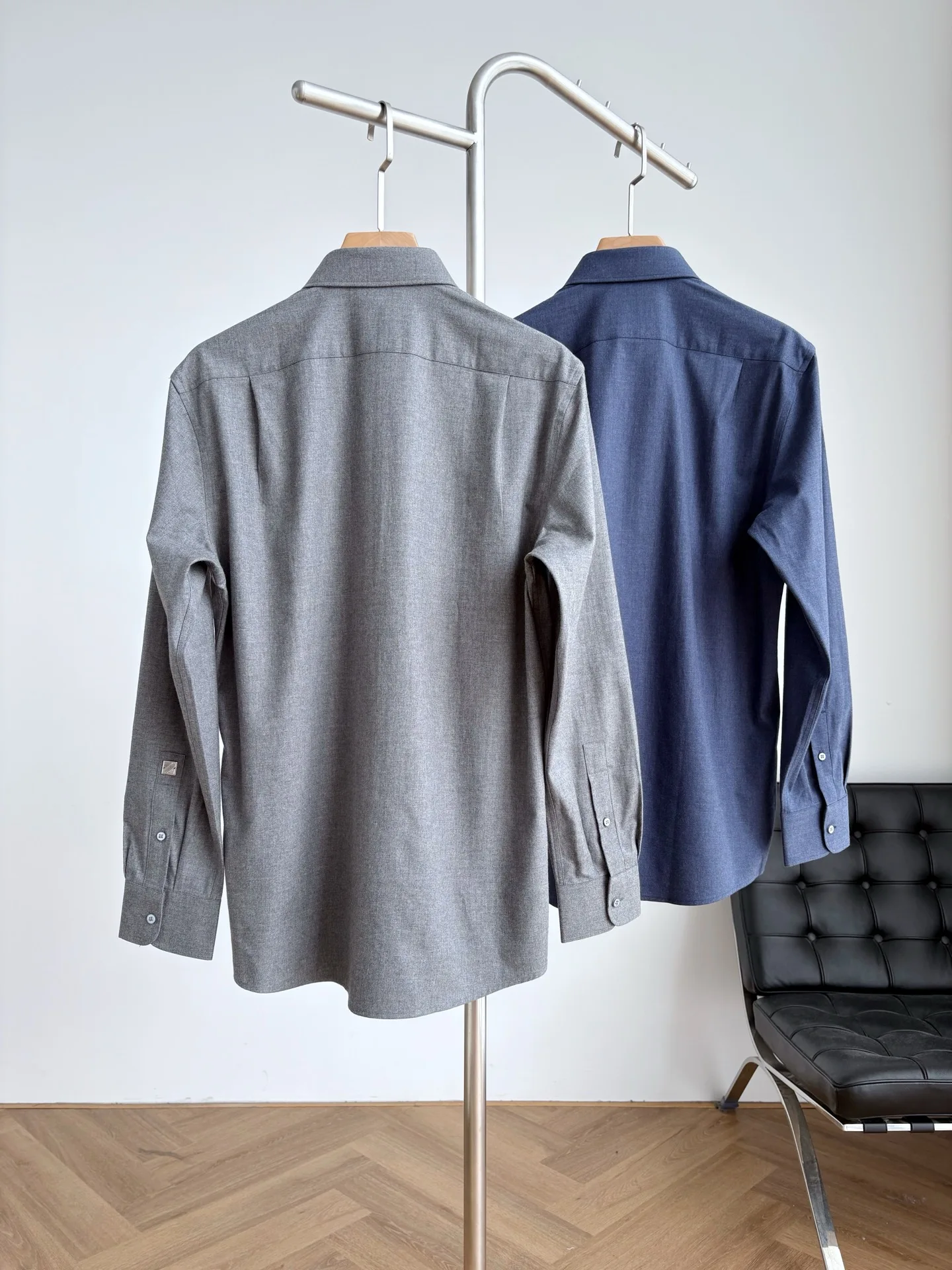 Winter Warm Business Style Men's Shirt Fleece Pure Color Cotton  Collar Long Sleeve Standard Fit Inner Wear for Middle Age