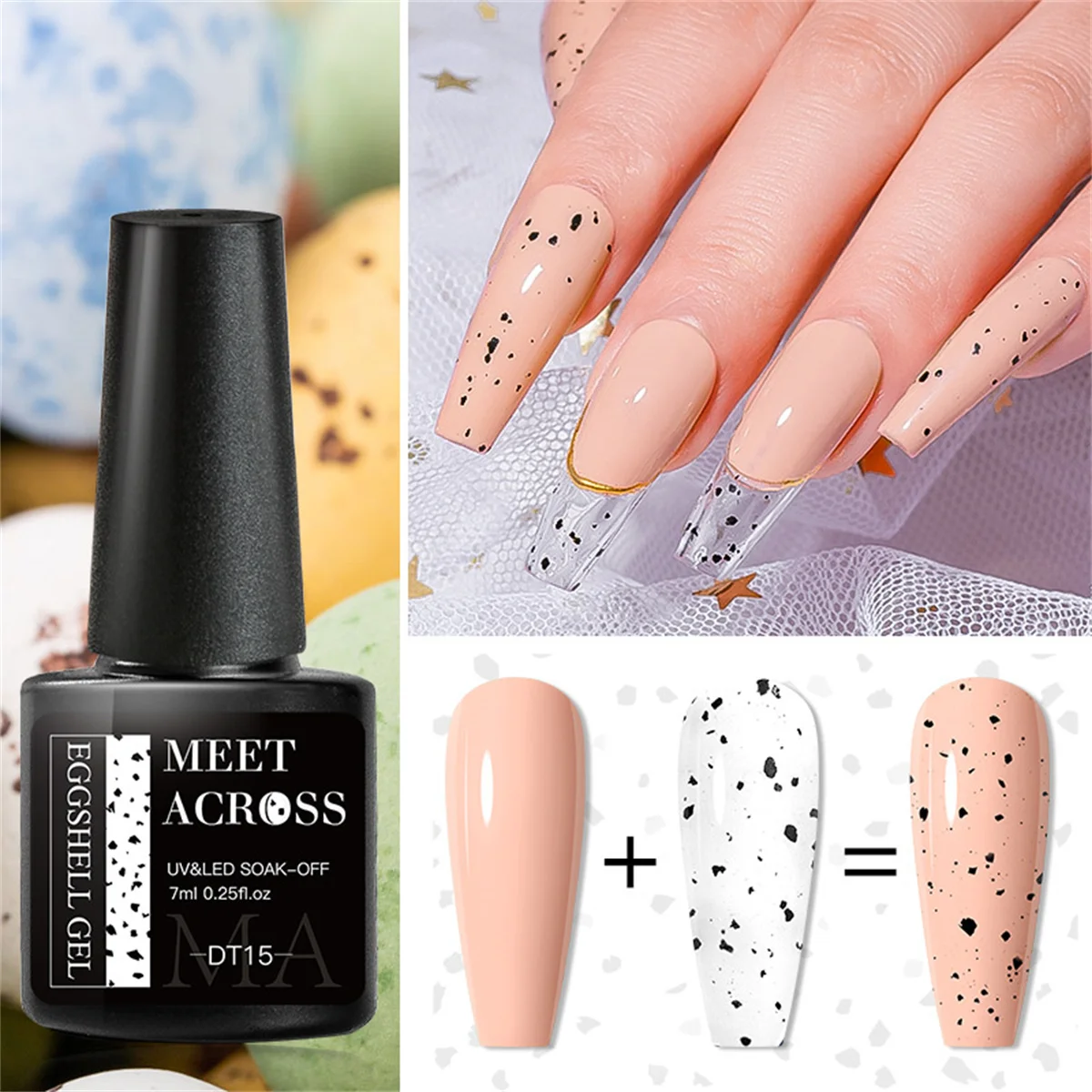 Eggshell Gel Nail Polish Semi Permanent Soak Off UV Gel Varnish Nail Art Top Coat Can Be Applies On Any Color Gel Nail Supplies