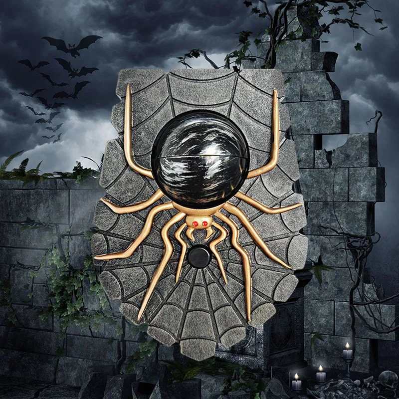 Spider Doorbell Halloween Party Decoration Eye Rotating Spider Door Bell Horror Voice Electric Toy Haunted House Door Decor Prop