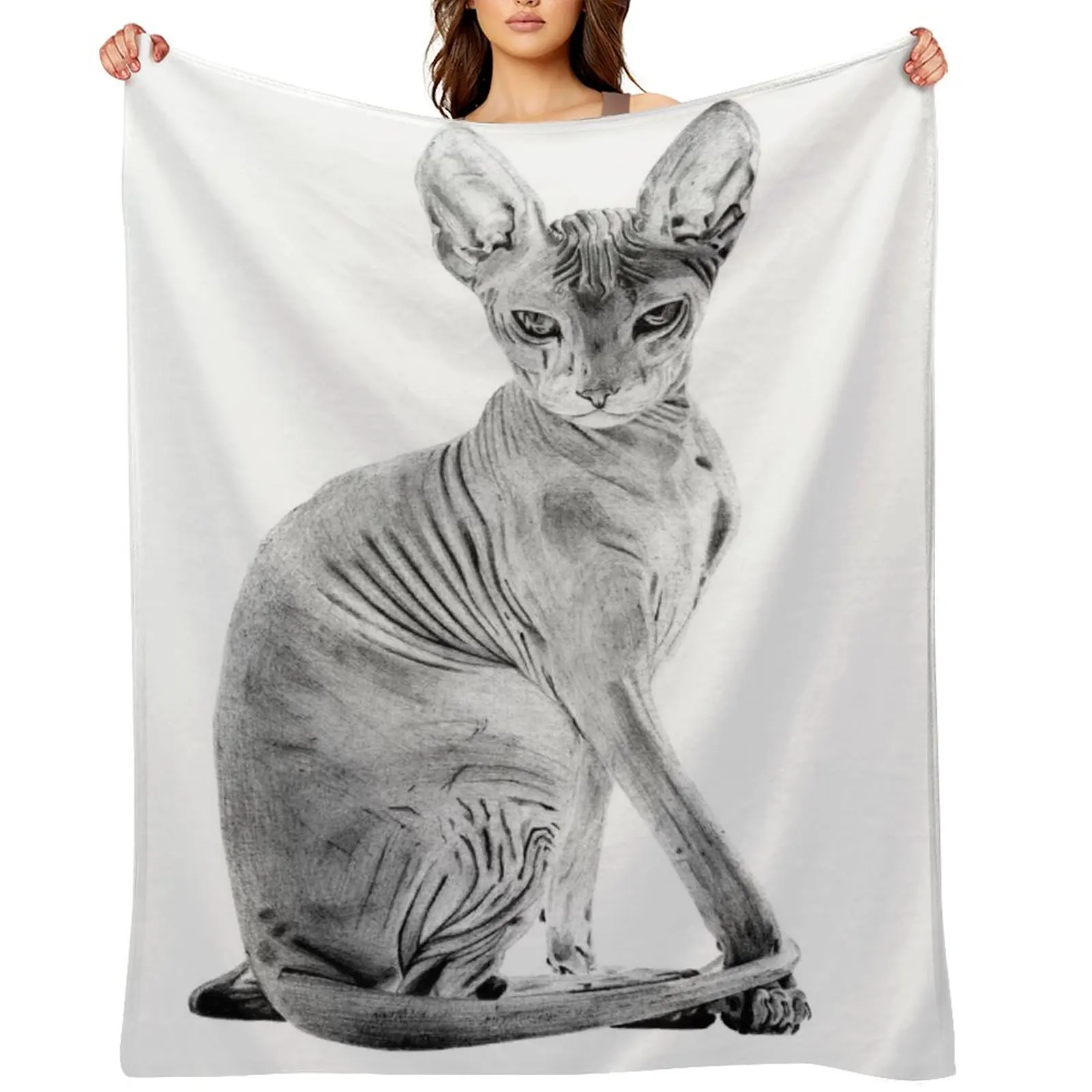 

Sphinx cat. Throw Blanket Flannels Hairys Large Soft Plush Plaid Blankets