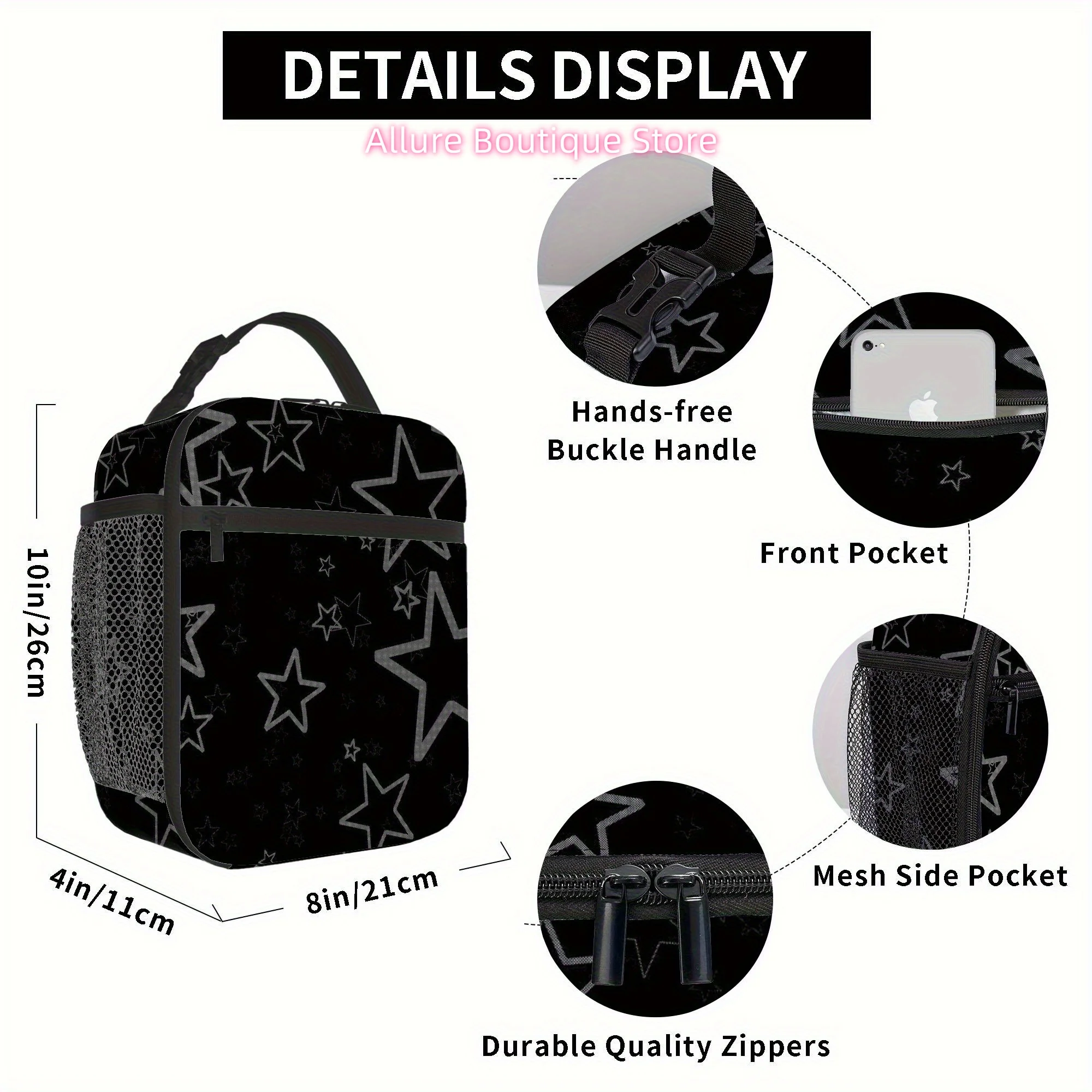 1pc a Thermal Bag Featuring a Star Pattern, Designed for Insulation. It Is Not Intended for Direct Food Contact And Is Suitable