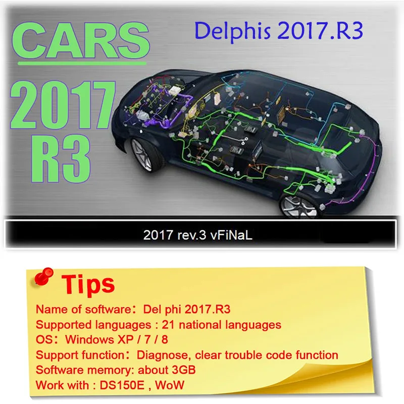 

2023 Newest for Delphis 2017 R3 with Keygen forDS150E for Delphis Diagnostic Bluetooth VCI vd obd2 Scanner For Cars and Trucks