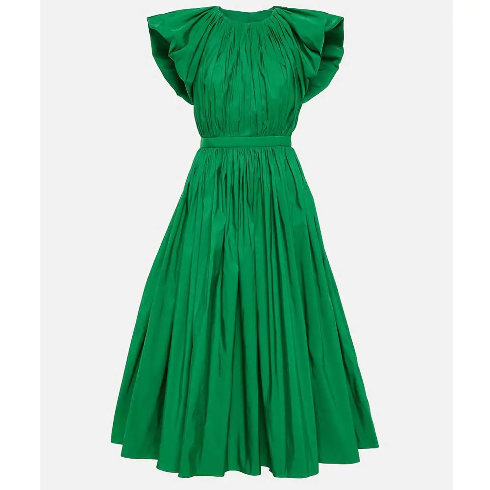 YUMDAI-vestido de noche de tafetán brillante para niñas, traje de dama de honor verde Mitzvah, manga abullonada, línea A, color negro, 15 años