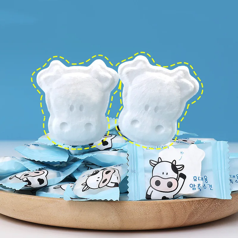 50pcs Disposable Cow Towel Non-woven Outdoor Moistened Tissues Portable Square Mini Compress Water Wet Wipe Makeup Face Towel