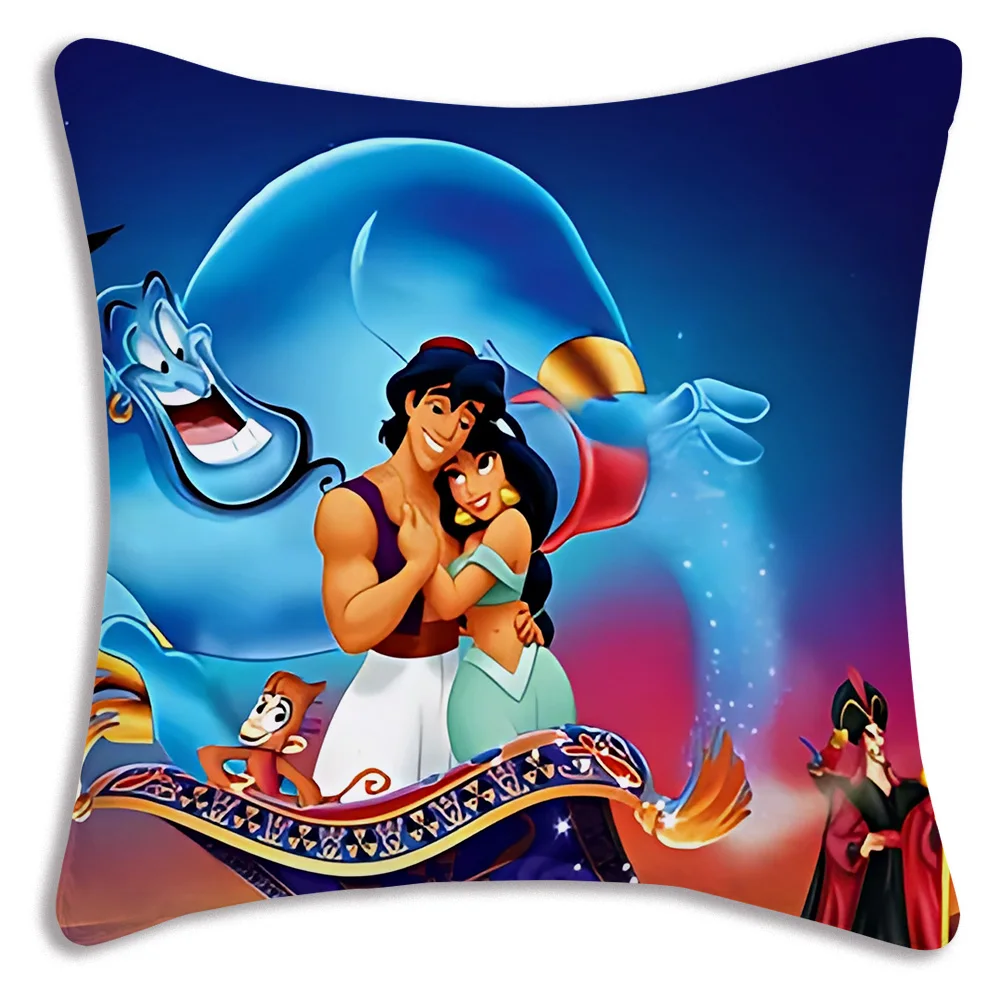 Cartoon Kawaii Aladdin Pillow Covers Cartoon Sofa Decorative Home Double-sided Printing Short Plush Cute Cushion Cover