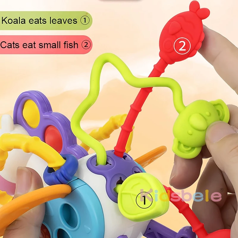 Jouets mentaires oriels d'animaux colorés pour bébé, marionnette à doigts, éducation précoce, ficelle de nervure, jouet d'activité