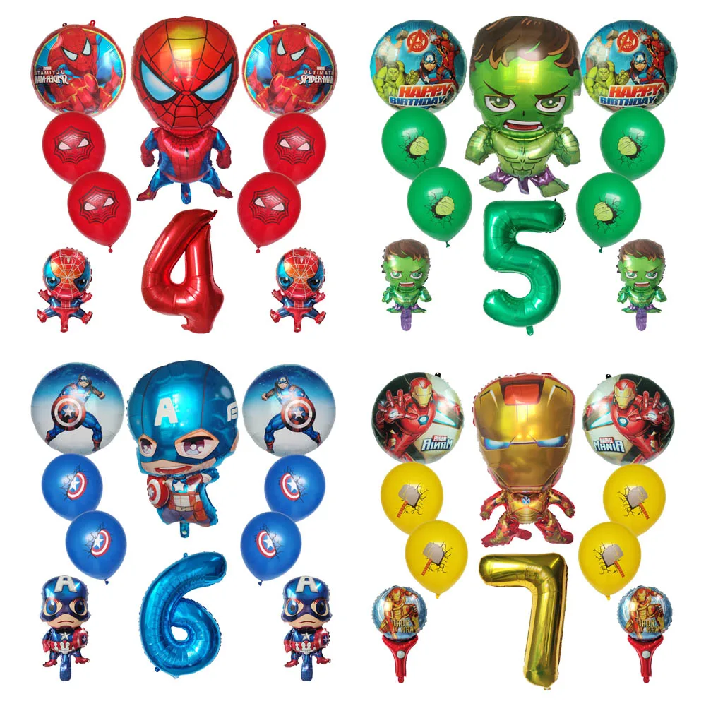 

10pcs The Avengers Spiderman Aluminum Foil Balloons Kids Birthday Party Decoration Baby Shower Iron Man Hero Globos Gifts