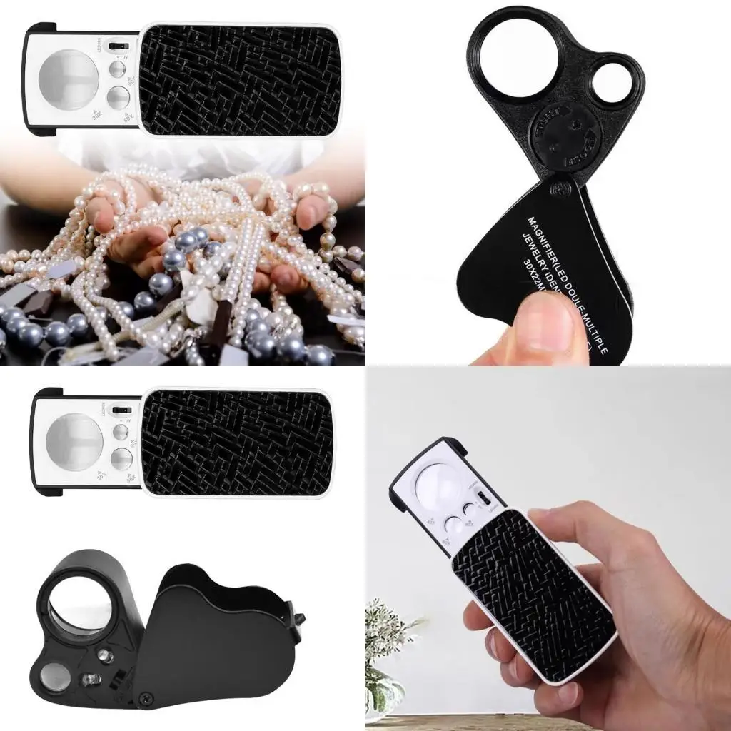 

J78F Набор из 2 ювелирных луп, практичных луп со светодиодной подсветкой, инструмент для проверки алмазов, карманные лупы