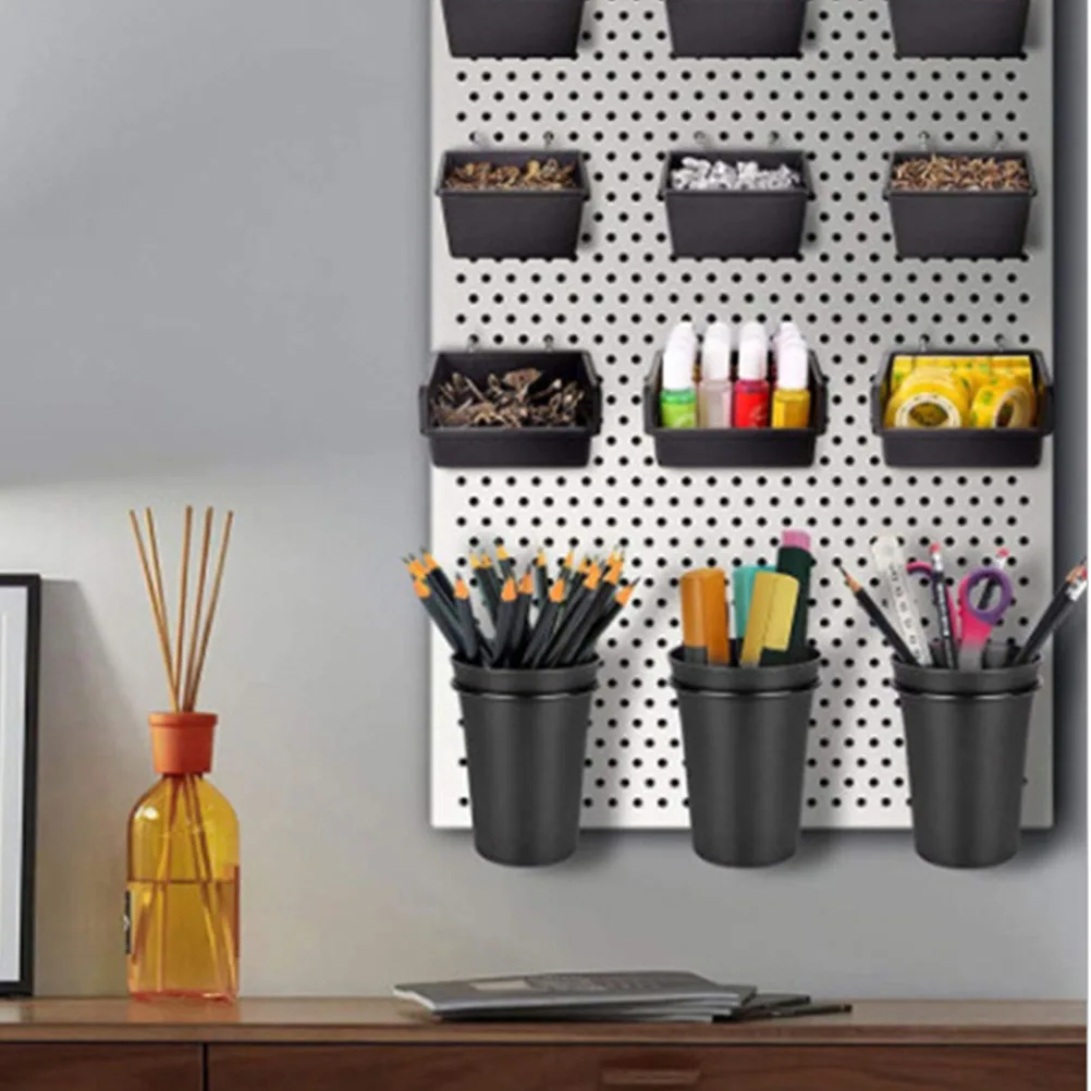 

6Sets Pegboard Cup Organizer ABS Iron Sturdy Hooks for Garage Workshop Workbench Tool Parts Storage Rack Pegboard Cups