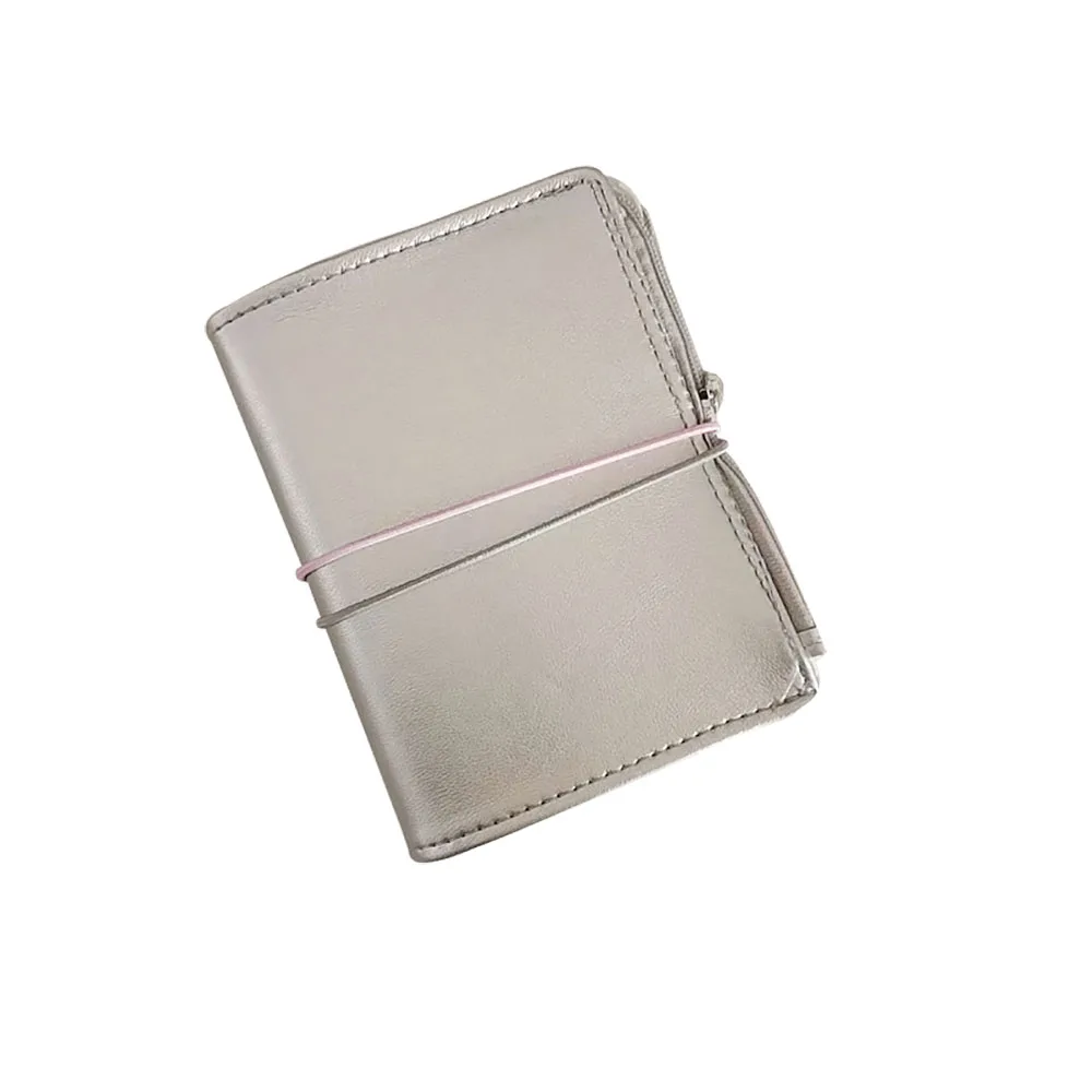 

Flash Silver M5 Loose-leaf Handbook Girls Pocket Notebook Portable Planner Leather Card Storage Book Notebooks and Journals