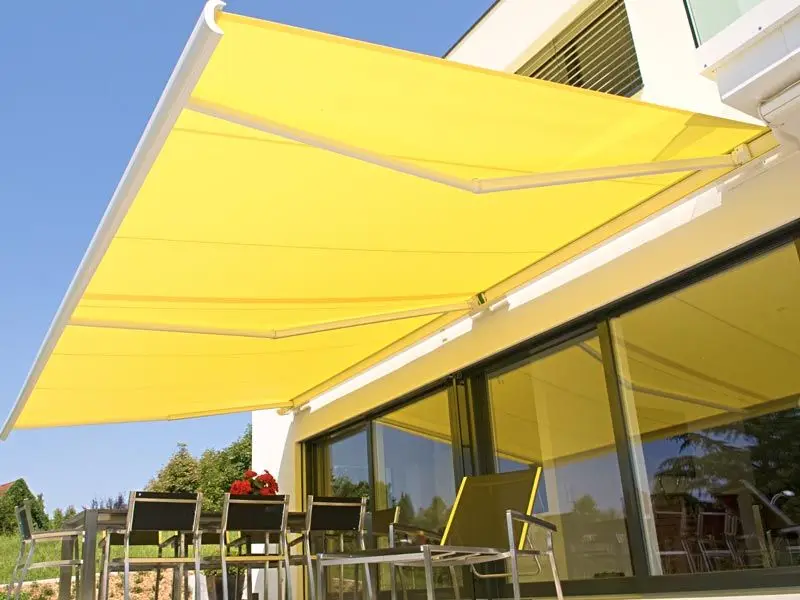 

Outdoor Aluminum Folding Arm Awning Sun Shade Full Cassette Awning with LED Light Wall Mounted Motorized Retractable Awnings