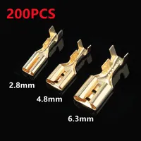 200PCS 2.8mm 4.8mm 6.3mm Crimp Terminal Male Female Spade Connector Spade Electrical Sleeve Wire Wrap Connector
