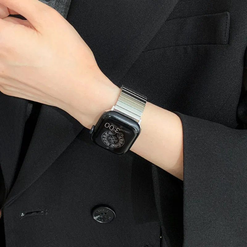 Ремешок из нержавеющей стали для Apple Watch, роскошный браслет для iWatch Series 6 5 4 3 Se 2 1, 45 мм 41 мм 44 мм 40 мм 42 мм 38 мм