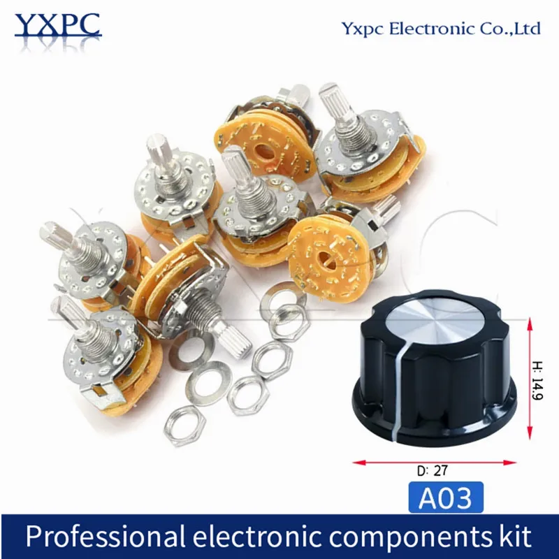 RS25 Band Switch 1P11T 2P4T 2P5T 2P6T 3P3T 3P4T 4P3T Mount Rotary Switch Selector Band Pole Position Knob MF-A03