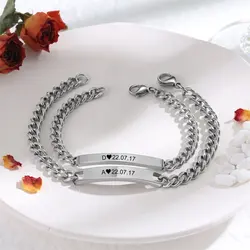 Personalized Stainless Steel Couple Name Bracelet Gift for Lover Girlfriend Boyfriend Friendship Custom Engrave Text Bracelets