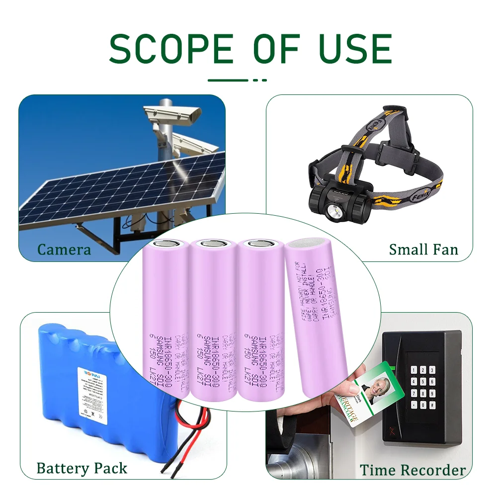INR18650 30Q akumulatory płasko zakończony 3.7V 3000mAh komórki jonowe DIY litowy 12V 48V zestaw akumulator do przechowywania energii do skutera