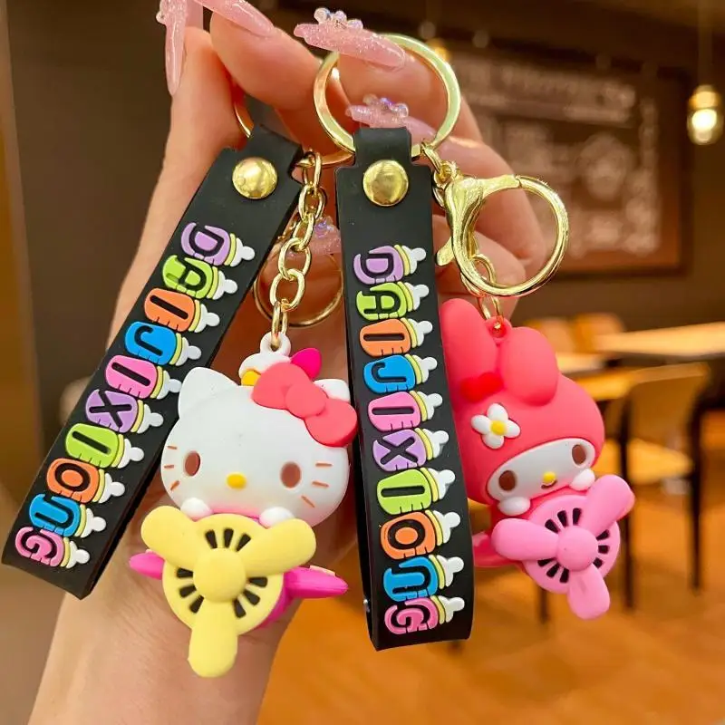 Sanrio Aircraft Anime Keychain Action Figure Dolls Toys Hello Kitty My Melody Pochacco Kero Kero Keroppi Sam Bag Pendant Gift