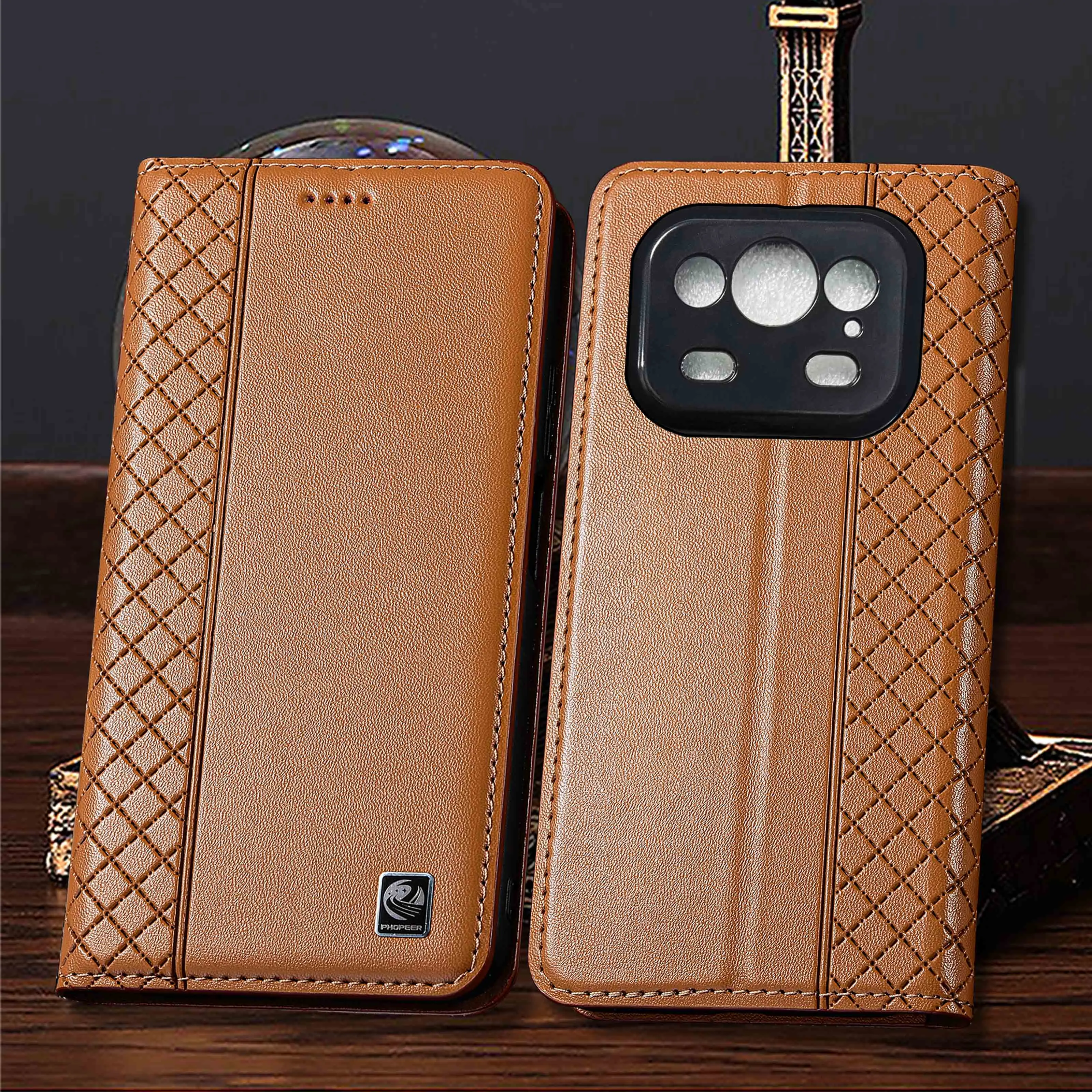 For Ulefone Armor 19 19T 21 22 23 24 25 25T 26 27 27T 28 29 30 33 34 Pro Plus Ultra Napa Pattern Genuine Leather Flip Phone Case