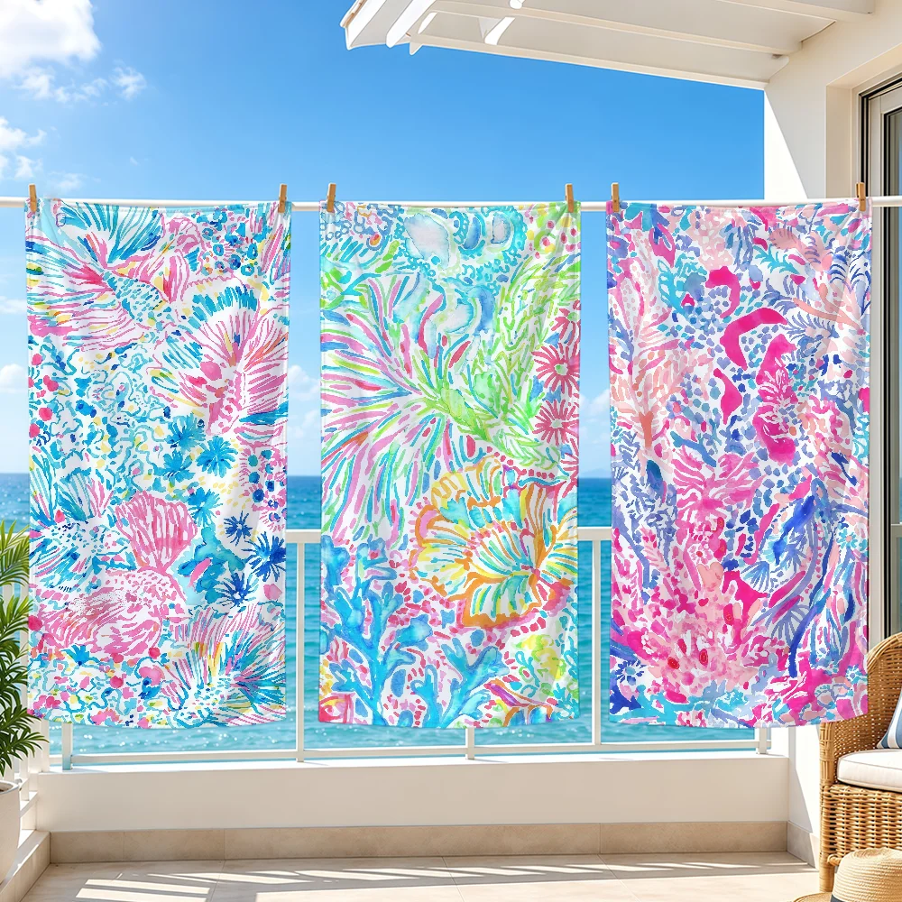 Fahion L-LillyS Logo P-pulitzerS Towel Bath Beach Oversized Soft Ultra Absorbent Quick Drying Large Pool Travel Camping Bathroom