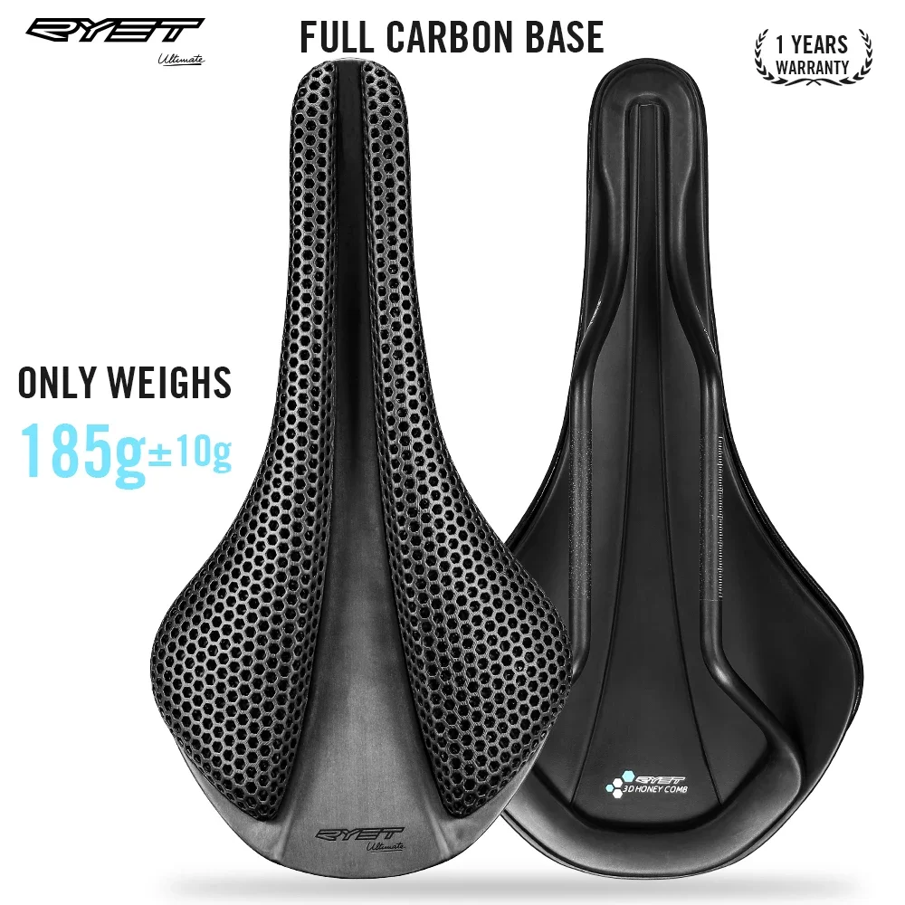 2024 RYET Carbon 3D printed Bike Saddle Ultralight  7*9 Bike Seating Cushion Triathlon Road MTB Mountain Gravel Cycling Parts