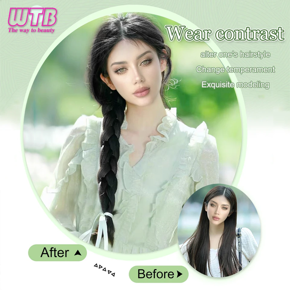 WTB Synthetic Wig Braid Female Sweet Cool Twist Ponytail Braided Braid Long Braid Boxing Braid Wig Ponytail