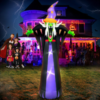 10FT Halloween Inflatables Scary Witch Hat with Hat Decoration with Led Light Halloween Inflatables Light up Outdoor Decorations