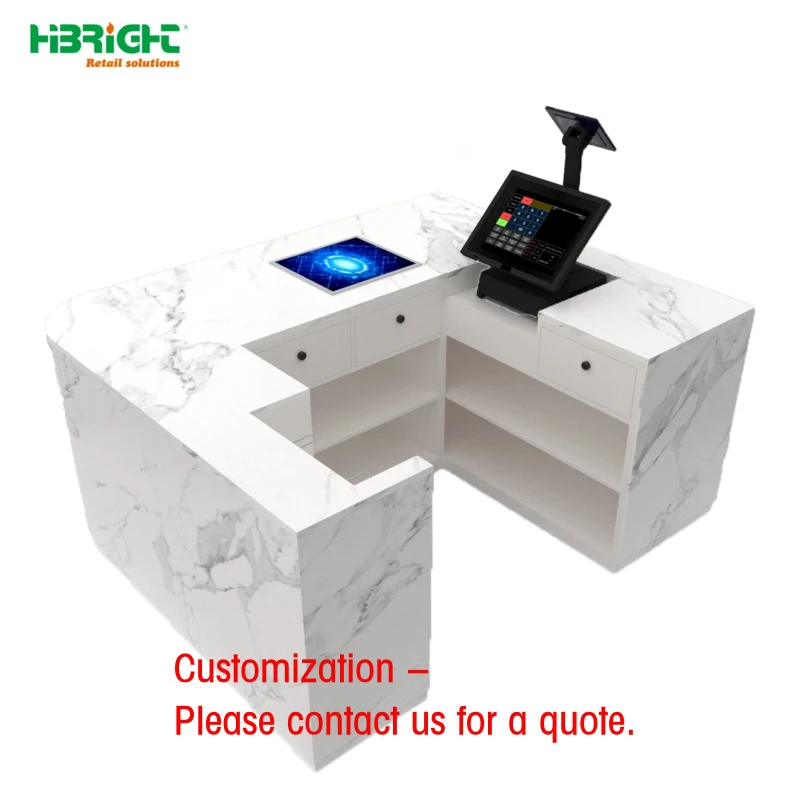 custom.HIGHBRIGHT Cash Register System Automatic Checkout Counter Conveyor Belt Durable Model HBE-CC 960mm Height 960mm