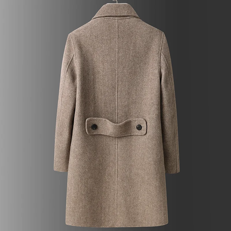 2024 spring double side wool jackets Men's Long style en coat high quality Double breasted 80% casual trench