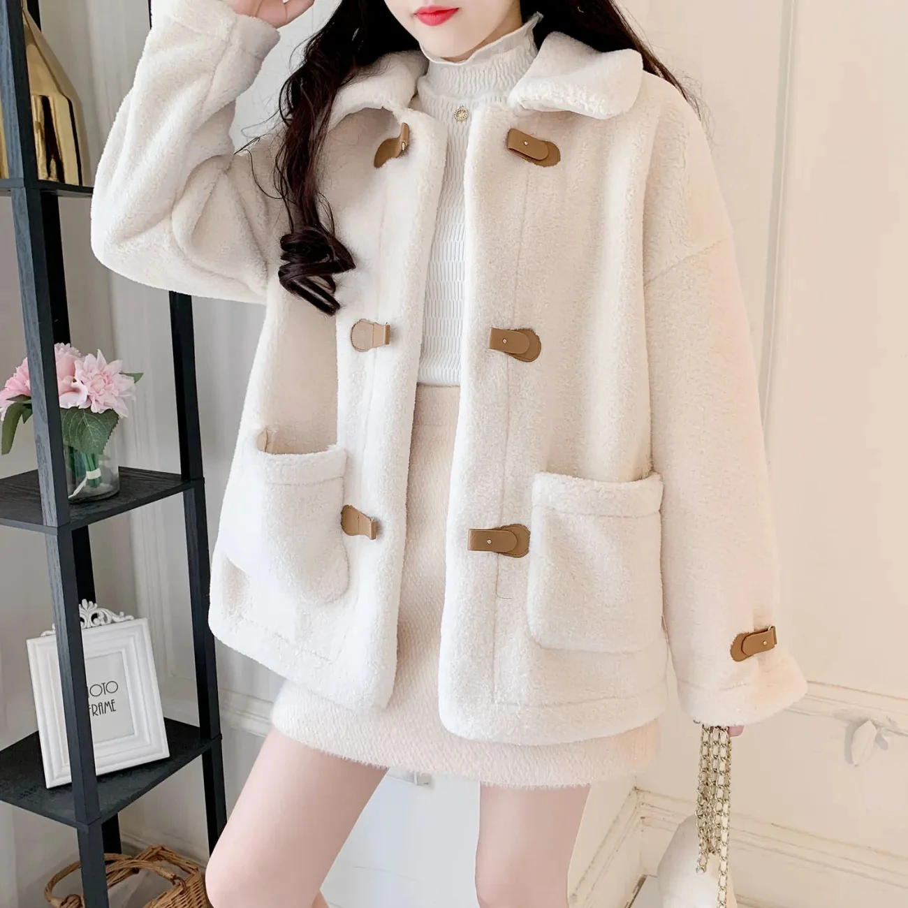 Lamb Jackets Women's Autumn Winter 2025 New Korean Loose Thickened Fur One Jacket Female Outwear Single-Breasted Warm Coat