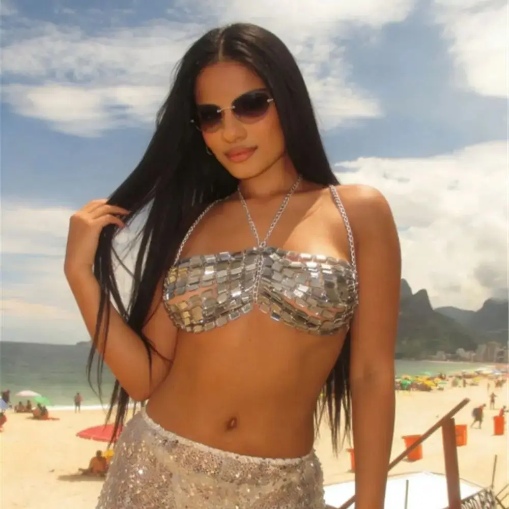 

Европейская и американская модная сексуальная цепочка для тела, серебряная цепочка с кристаллами для пляжного бикини.