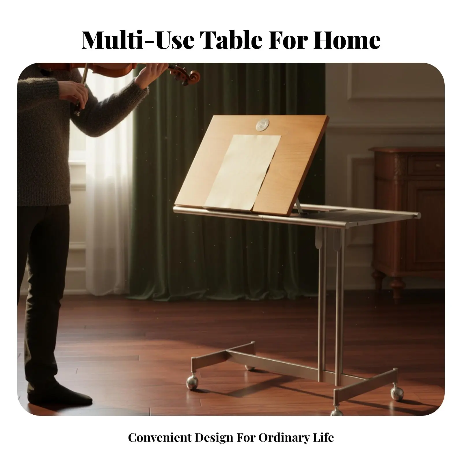 

Rolling C-Shaped Table Mobile Design Adjustable C-Shaped Table Nordic Aesthetic 2-Tier Storage for Home Workers, Bedroom