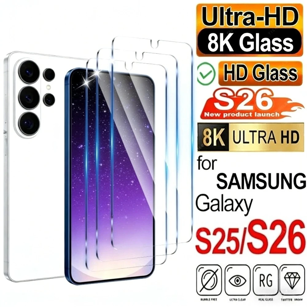 

3Pcs Ultra Clear Tempered Glass for Samsung Galaxy S26 S25 S24 Ultra S23 S22 S21 Plus S24 S25 FE Anti-Scratch Screen Protector