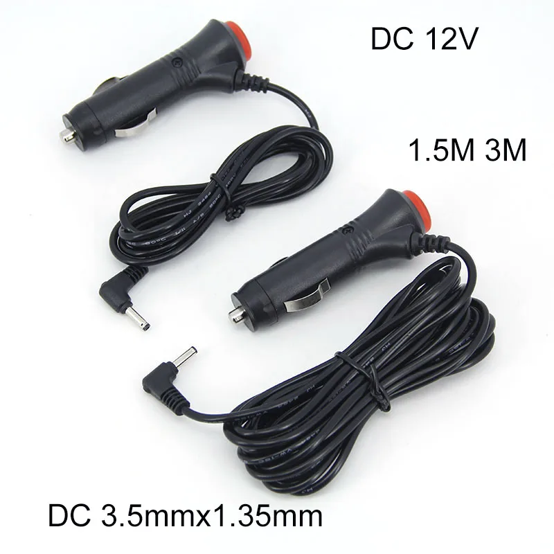 DC 12V DC 3.5mmx1.35mm 3.5mm Plug Car Cigarette Lighter Power Adapter 1.5M 3M with On/Off Switch Cable for GPS Radar Detector M2