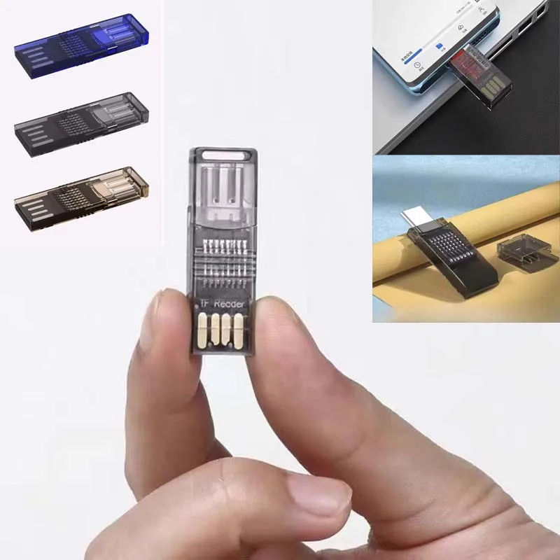デュアルポートUSB Type-Cカードリーダー USB-C Micro SD/TFカードビューア データ転送アダプター 携帯電話 タブレット ノートパソコン コンピューター PC用