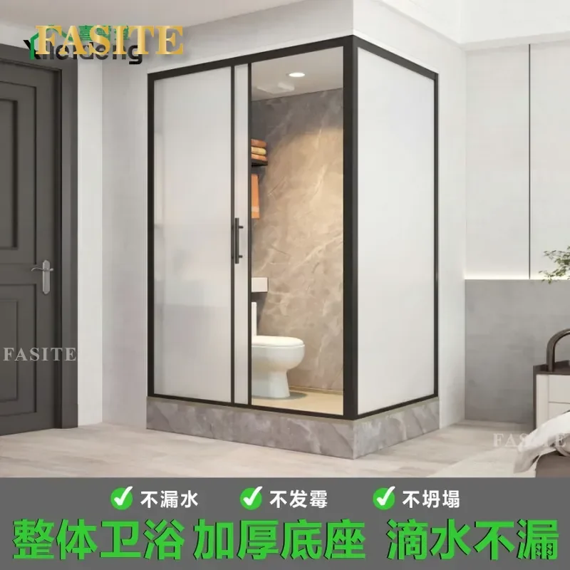 For 1.5x1.1m Integral Shower Room Modern Simple Bathroom Enclosure Assembly Tested Public Area Use Space Saving Easy Install