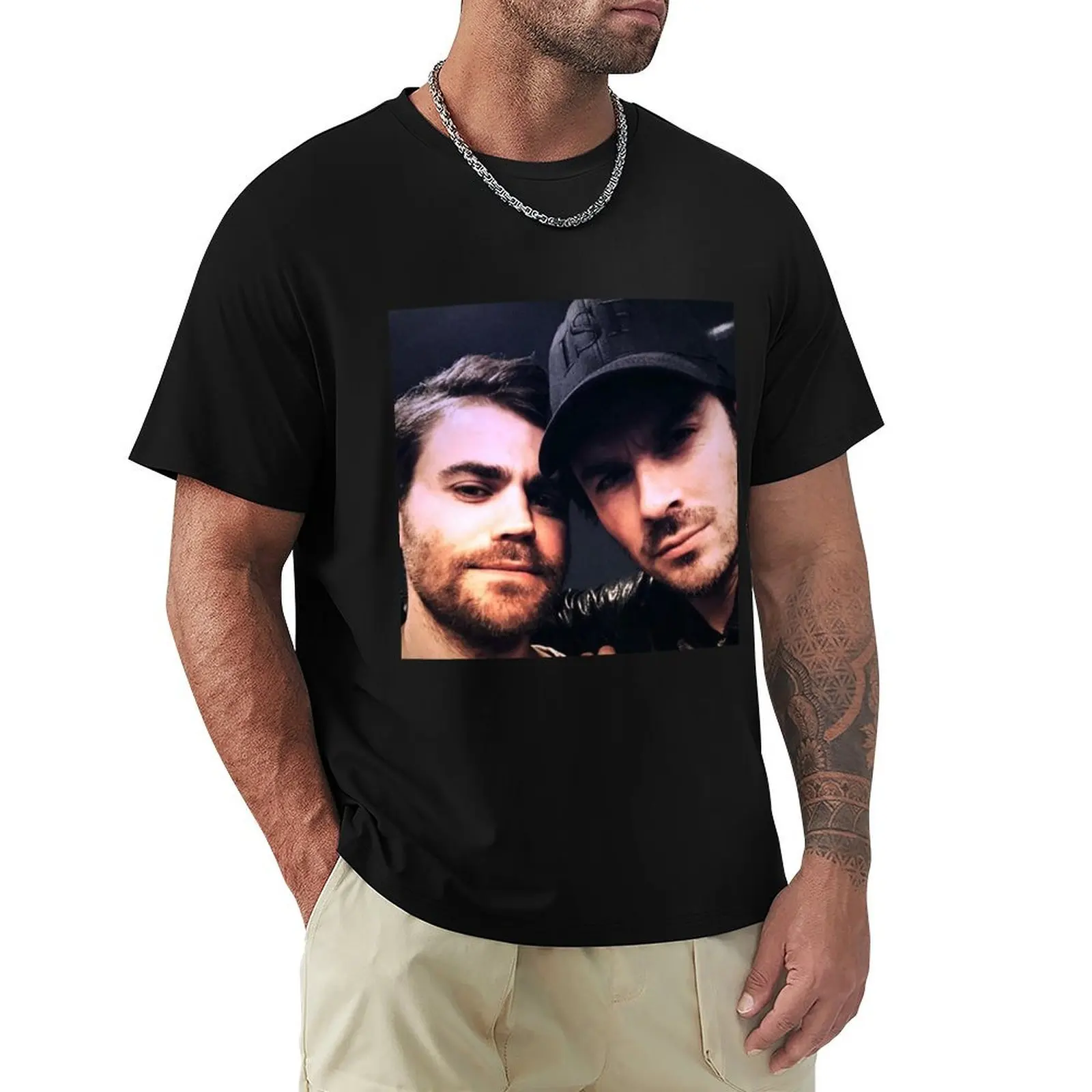 Paul Wesley and Ian Somerhalder T-Shirt Casual Breathable Short Sleeve Top