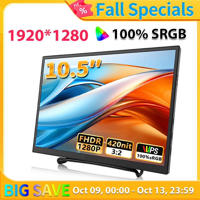 

420Cd/m 2 10,5-дюймовый портативный монитор IPS FHD 1280P 100% SRGB игровой экран ноутбука Mac Xbox PS4/5 переключатель дисплея