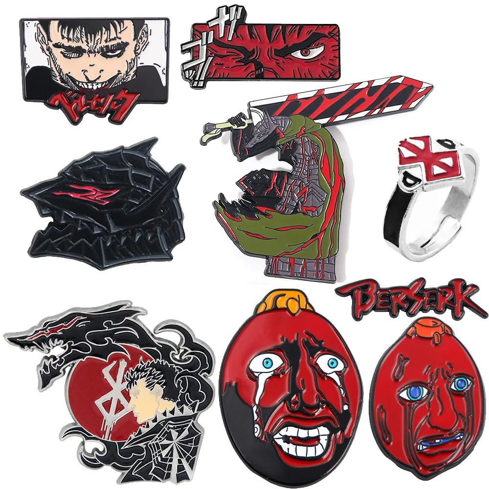 Anime guts esmalte pinos broche berserk marca de sacrifício crachá broche para mulheres masculino lapela pino jóias presente