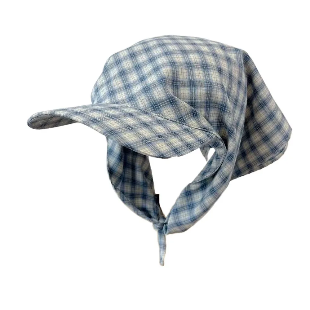 

Rural Style Headscarf Baseball Hat Sunscreen Sun Cap Triangle Headscarf Hat Plaid Scarf Peaked Cap Strappy Bandana Cap Ladies