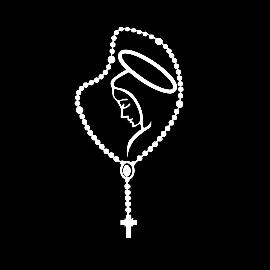 Car Sticker Rosary Virgin Mary Fatima Vinyl Catholic Paper Decal Catholic Religious Virgin Latina Car Accessories Stickers,15CM