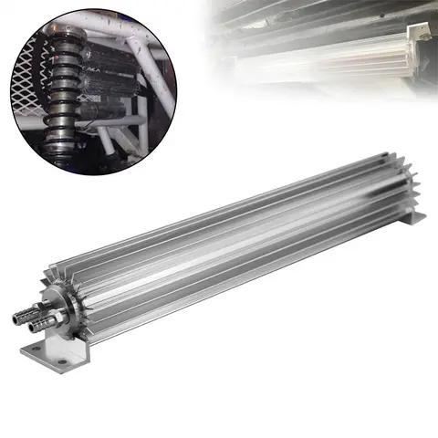 18'' Aluminum Dual Pass Heat Sink Cooler W/Fittings For Chevy 350 SBC BBC Ford Mopar SBB Universal Black/Silver