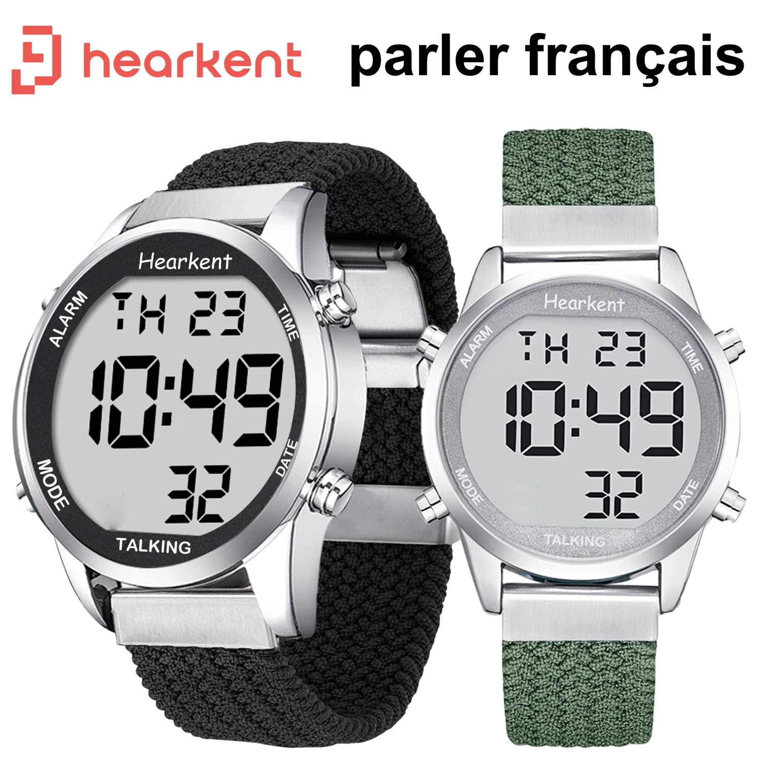 

Hearkent French Talking Watch Clock for Blind/with Alarm Hourly Time Elderly Men Watch Digital Wrist Watch for Visually Impaired