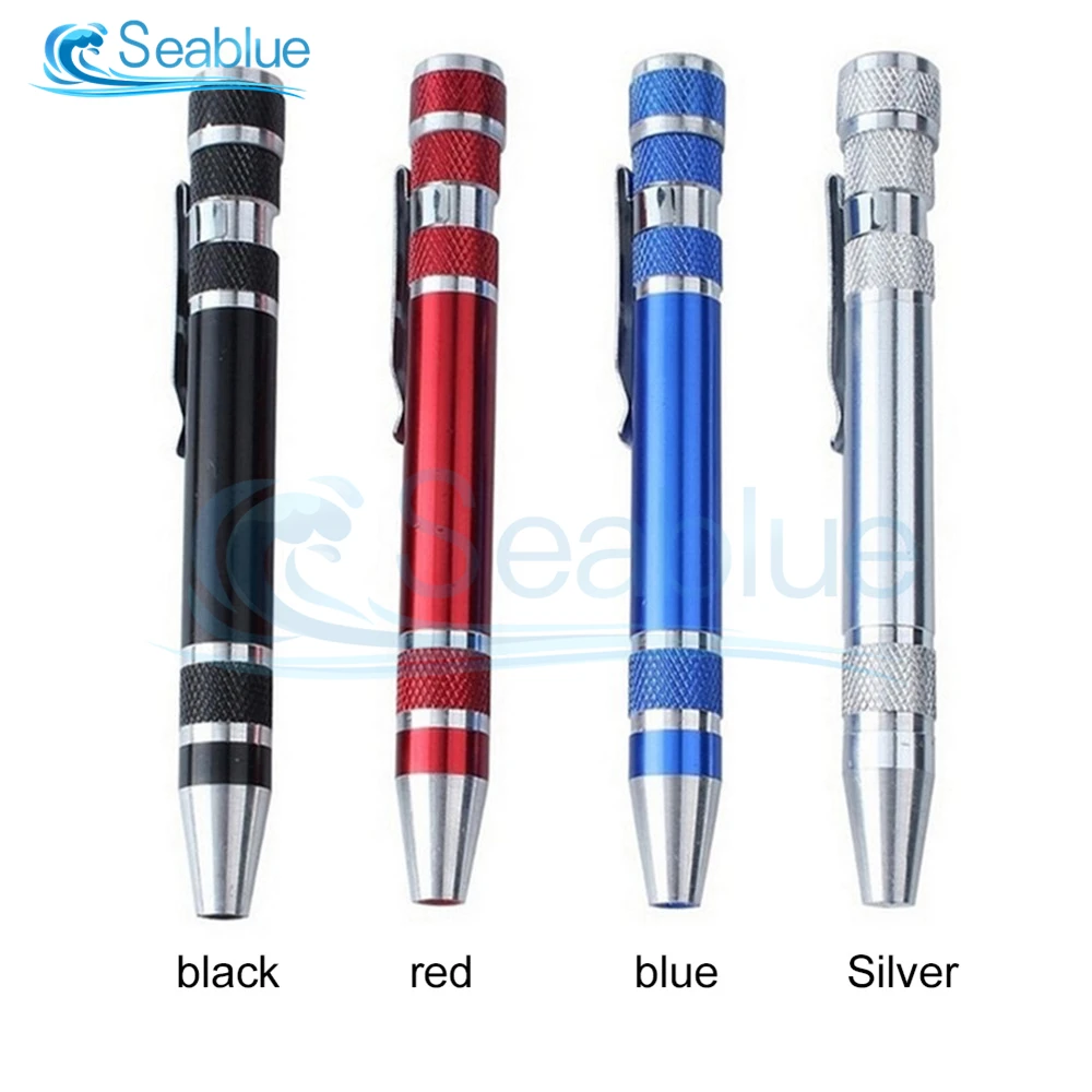 Multifunction 8 In 1 Pocket Precision Mini Screwdriver Pen Mobile phone Repair Hand Tools Kit Portable Screwdriver Set Bits