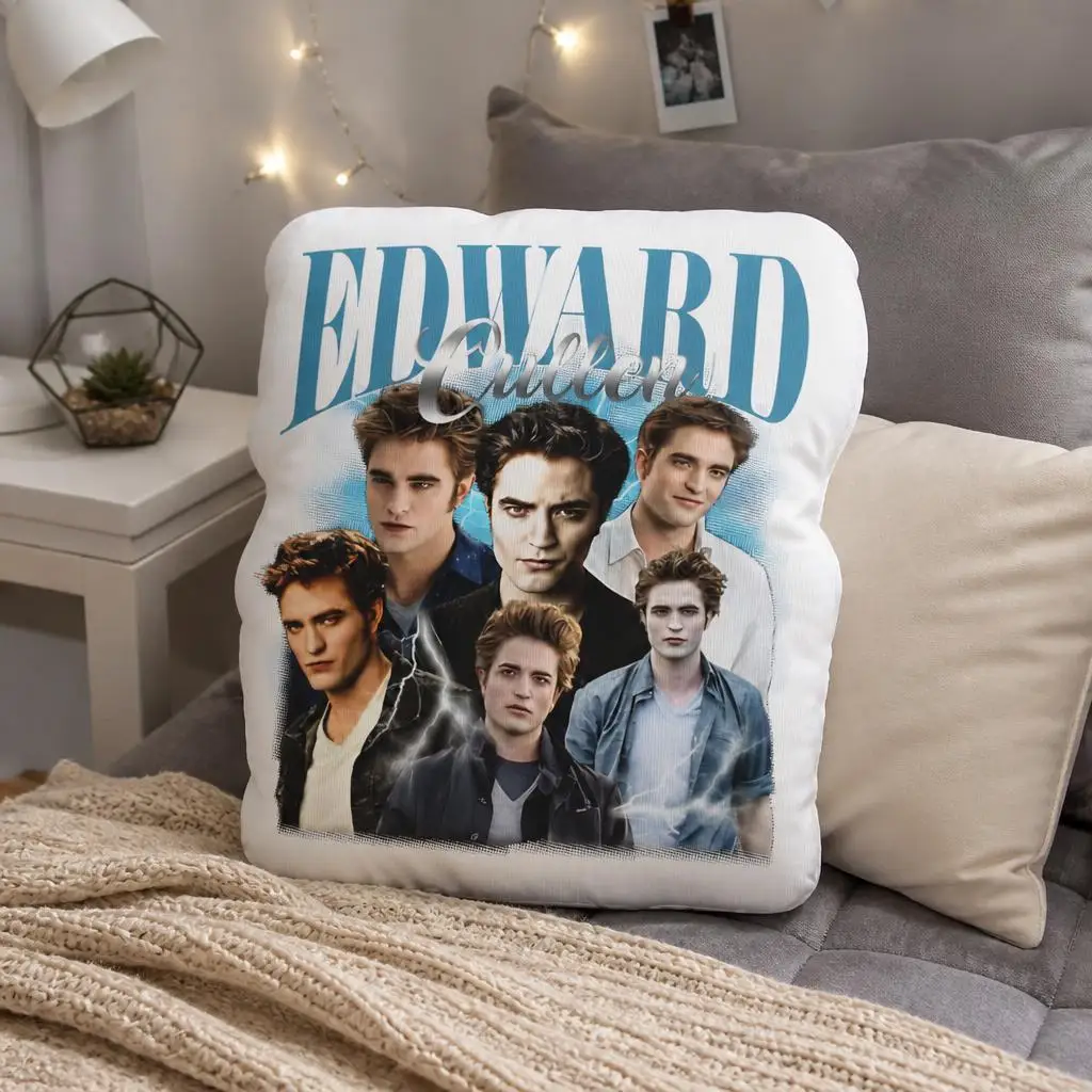 Edward Cullen Twilight Saga Movie Character Collage Throw Pillow Decorative Cushion for Sofa Bedroom Home Decor Fan Gift