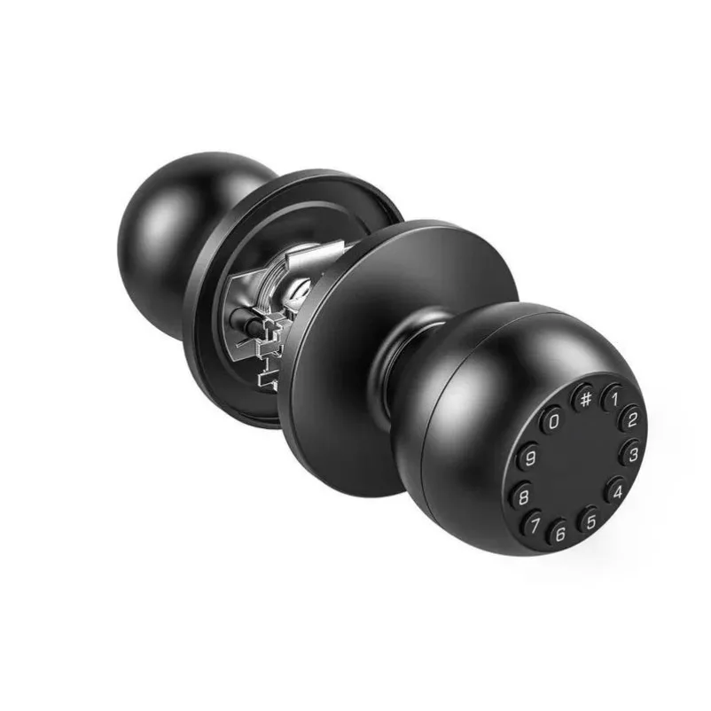 Round Smart Lock, Tuya App Remote Unlock, Password & Key Access, Electronic Lock for Wooden Door